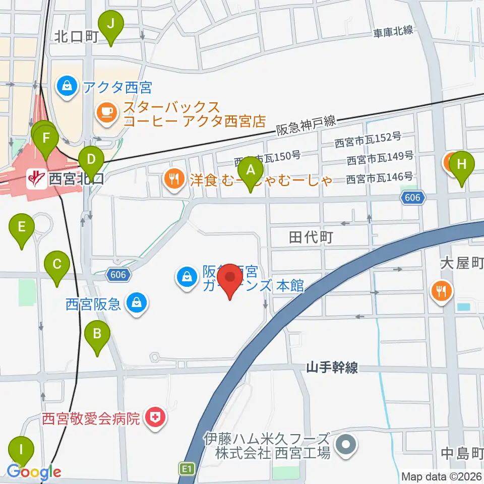 Hmv阪急西宮ガーデンズ 周辺のコンビニエンスストア一覧マップ