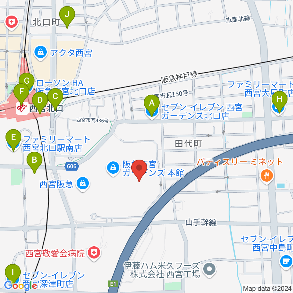 HMV阪急西宮ガーデンズ周辺のコンビニエンスストア一覧地図