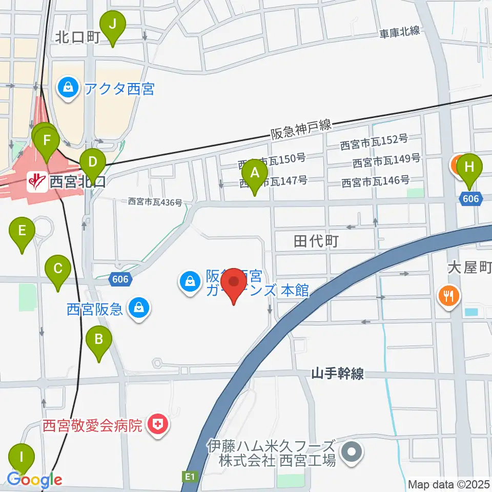 HMV阪急西宮ガーデンズ周辺のコンビニエンスストア一覧地図