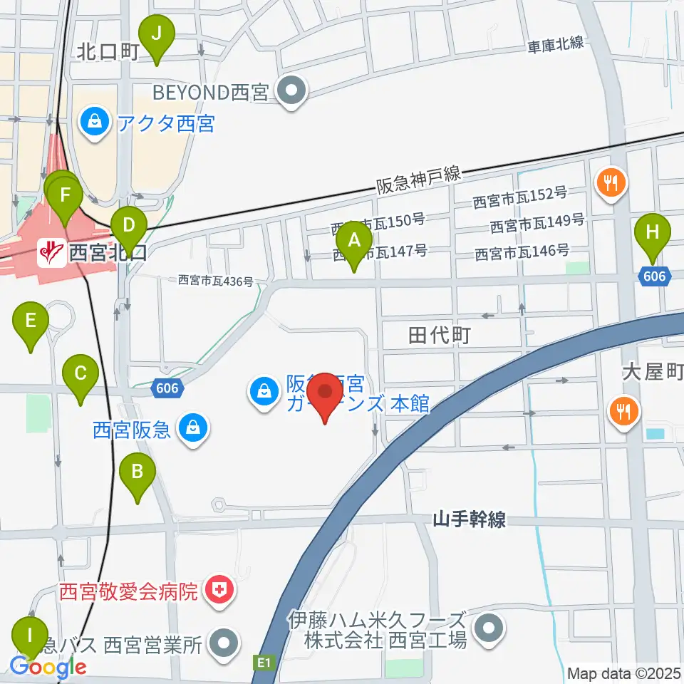 HMV阪急西宮ガーデンズ周辺のコンビニエンスストア一覧地図