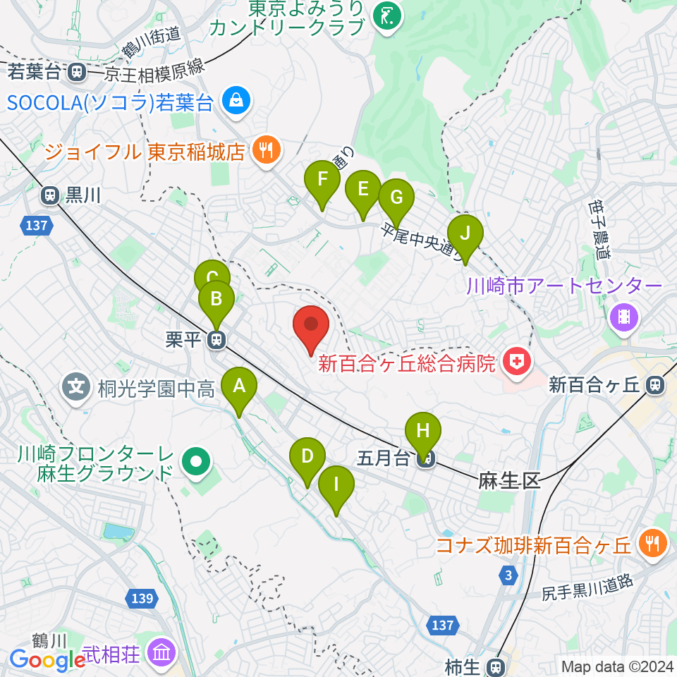 菊池ヴァイオリン・ピアノ教室周辺のコンビニエンスストア一覧地図