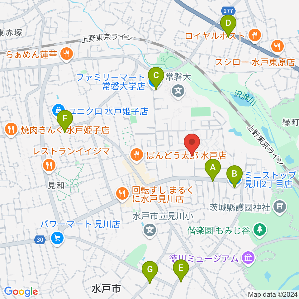 マルカート音楽教室周辺のコンビニエンスストア一覧地図