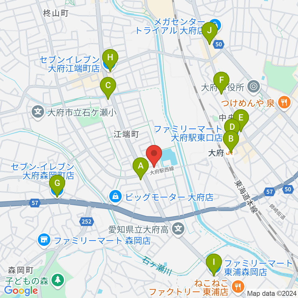 音楽教室ルチェンテ周辺のコンビニエンスストア一覧地図