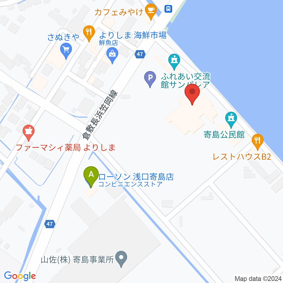 ふれあい交流館サンパレア周辺のコンビニエンスストア一覧地図