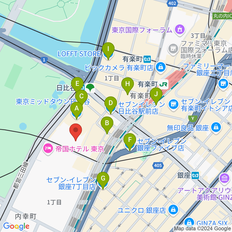 東京宝塚劇場周辺のコンビニエンスストア一覧地図