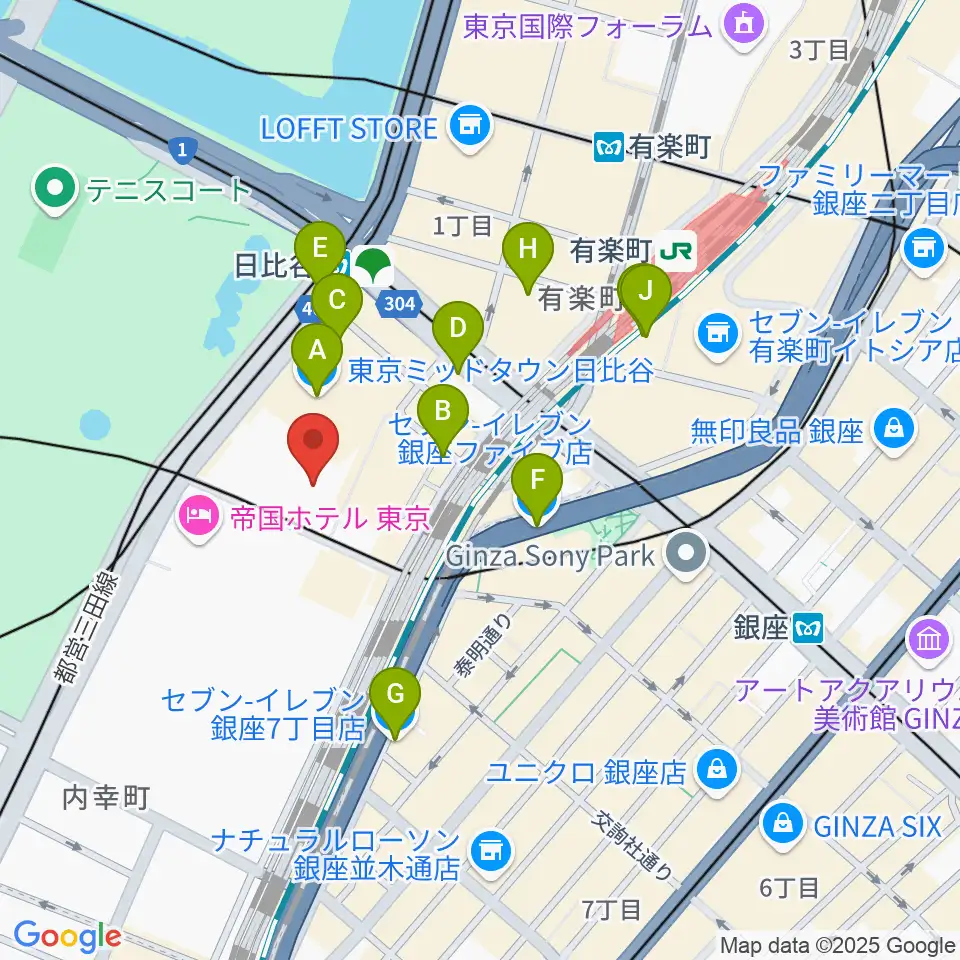 東京宝塚劇場周辺のコンビニエンスストア一覧地図