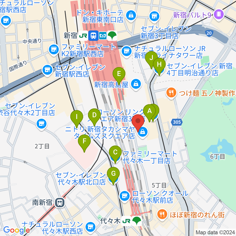 紀伊國屋サザンシアターTAKASHIMAYA周辺のコンビニエンスストア一覧地図