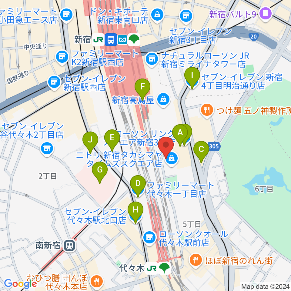 紀伊國屋サザンシアターTAKASHIMAYA周辺のコンビニエンスストア一覧地図