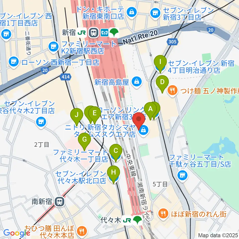 紀伊國屋サザンシアターTAKASHIMAYA周辺のコンビニエンスストア一覧地図