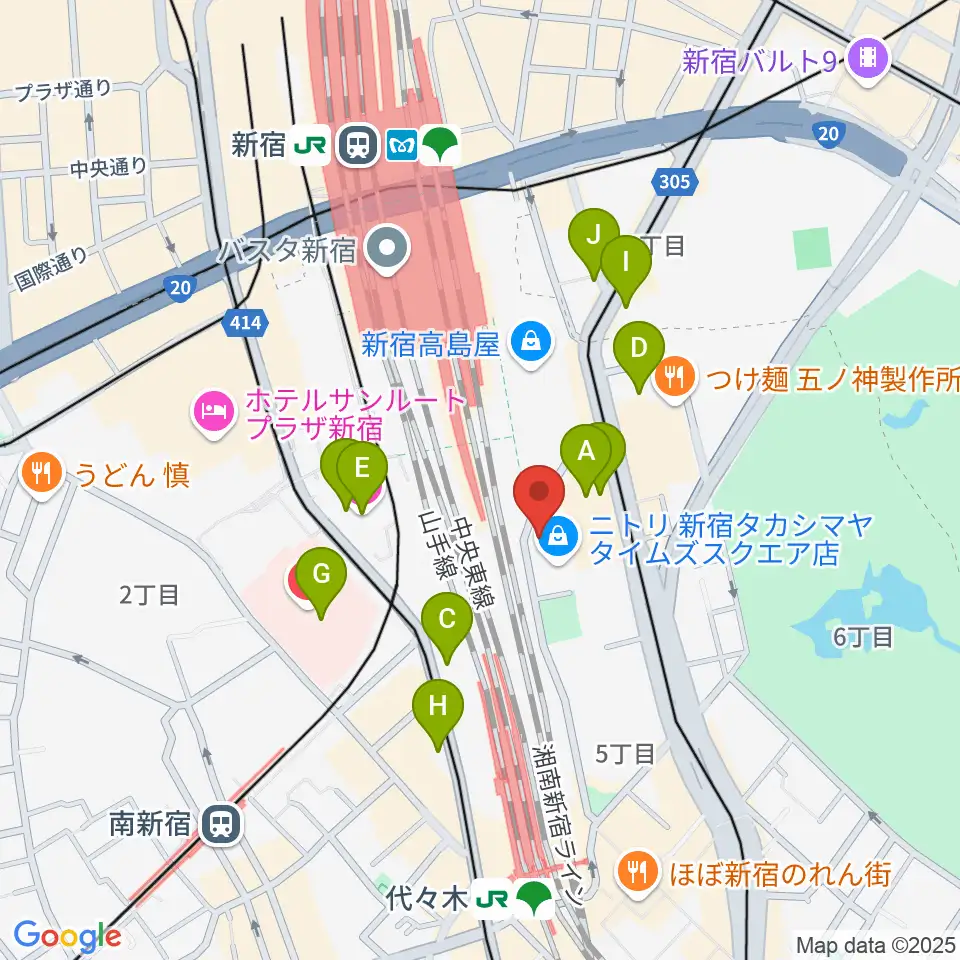 紀伊國屋サザンシアターTAKASHIMAYA周辺のコンビニエンスストア一覧地図