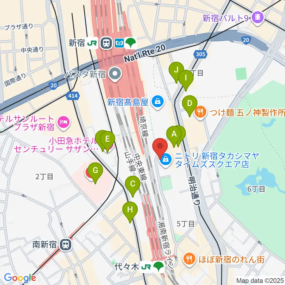 紀伊國屋サザンシアターTAKASHIMAYA周辺のコンビニエンスストア一覧地図