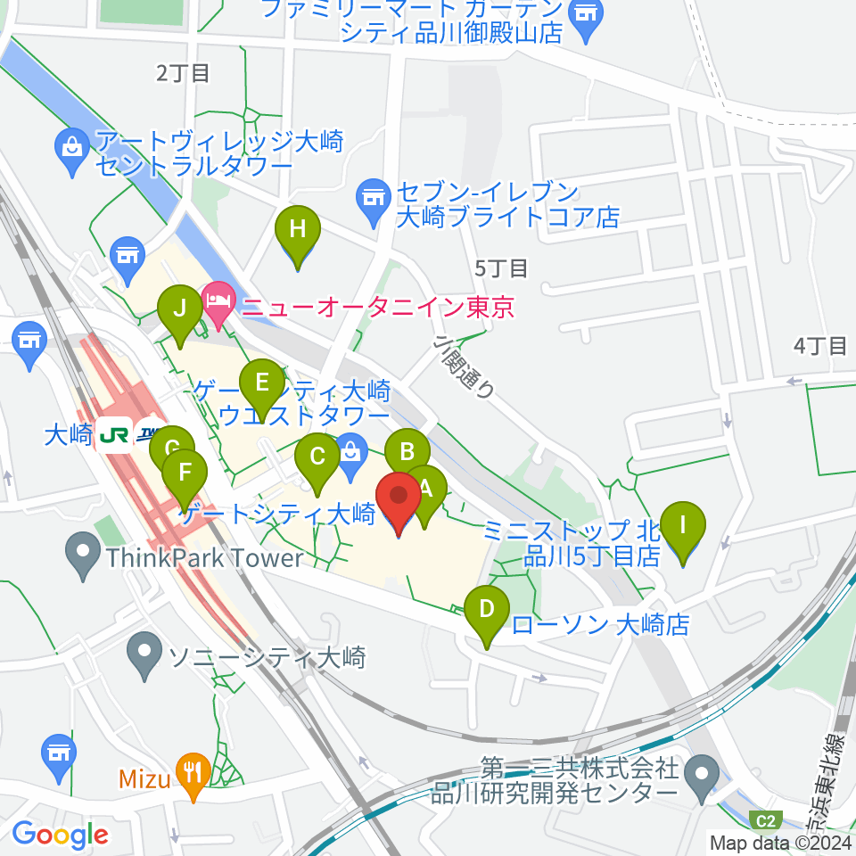 ゲートシティホール＆ルーム周辺のコンビニエンスストア一覧地図