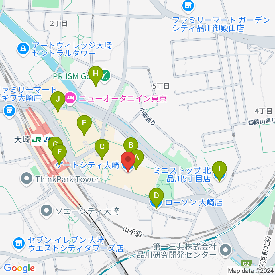 ゲートシティホール＆ルーム周辺のコンビニエンスストア一覧地図