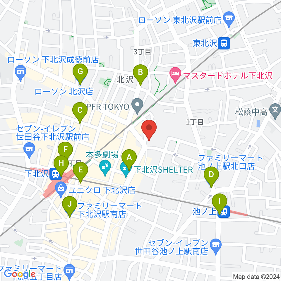 ザ・スズナリ周辺のコンビニエンスストア一覧地図