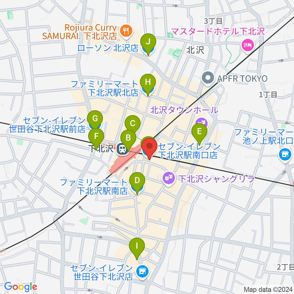 駅前劇場周辺のコンビニエンスストア一覧地図