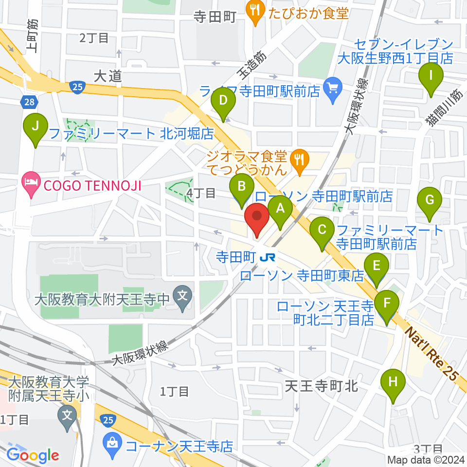 寺田町Fireloop周辺のコンビニエンスストア一覧地図