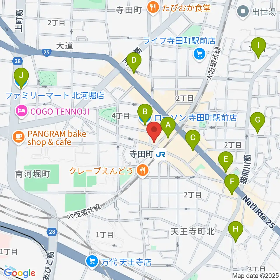 寺田町Fireloop周辺のコンビニエンスストア一覧地図