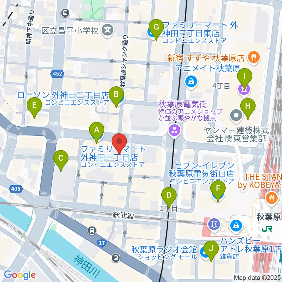 AKIBAカルチャーズ劇場周辺のコンビニエンスストア一覧地図