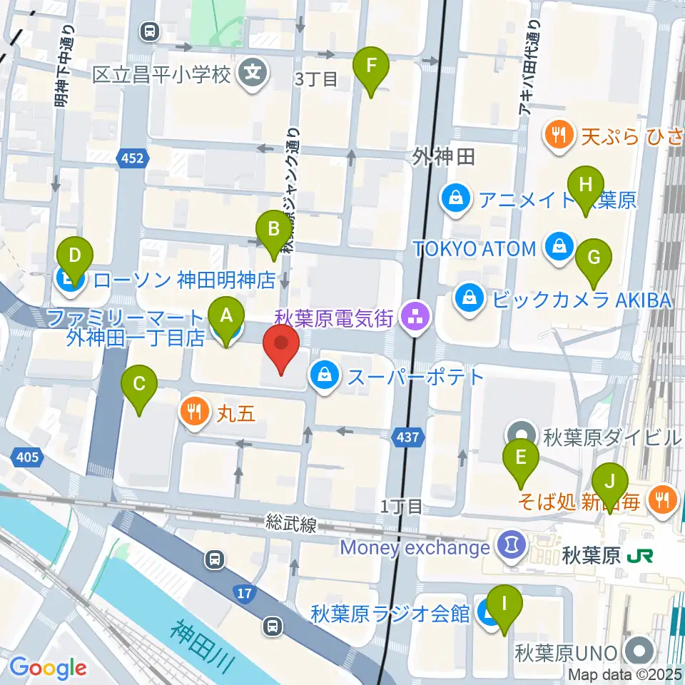 AKIBAカルチャーズ劇場周辺のコンビニエンスストア一覧地図