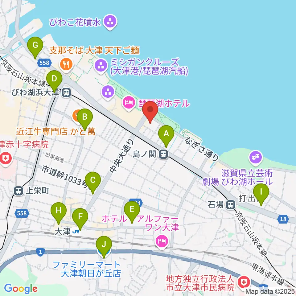 大津市民会館周辺のコンビニエンスストア一覧地図