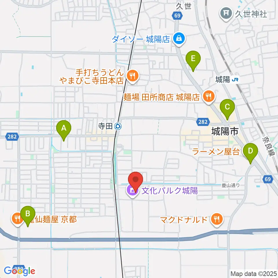 文化パルク城陽周辺のコンビニエンスストア一覧地図