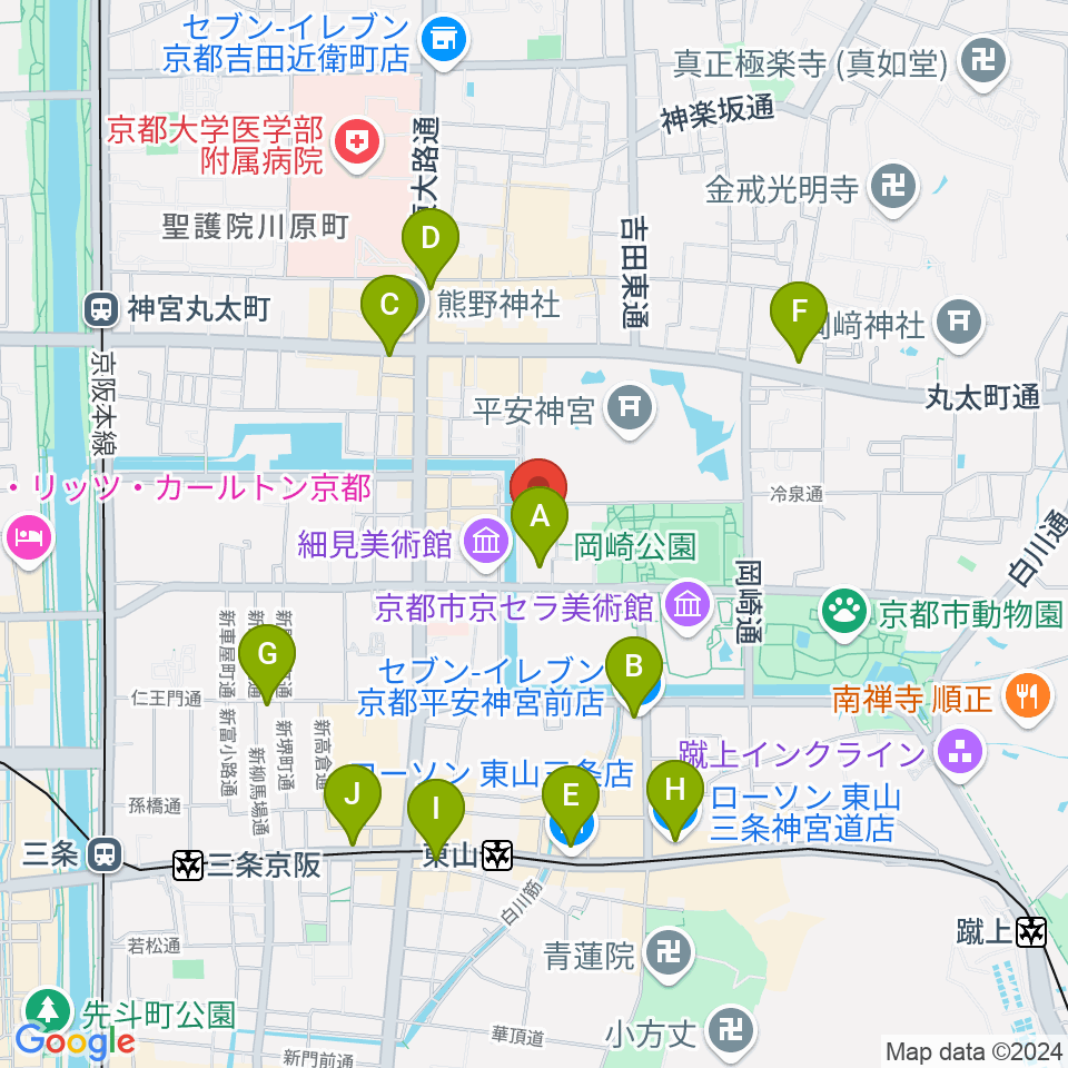 ロームシアター京都周辺のコンビニエンスストア一覧地図