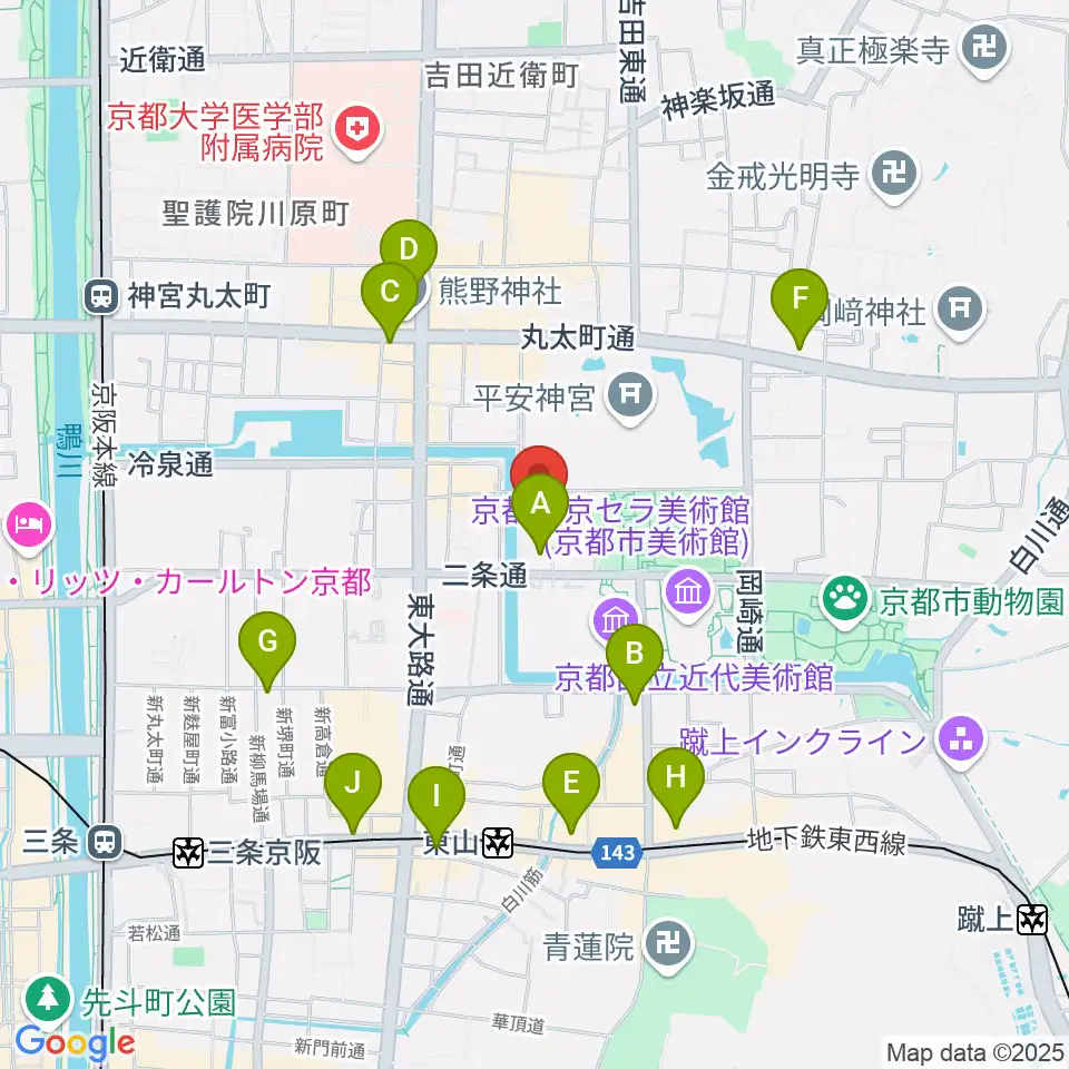 ロームシアター京都周辺のコンビニエンスストア一覧地図