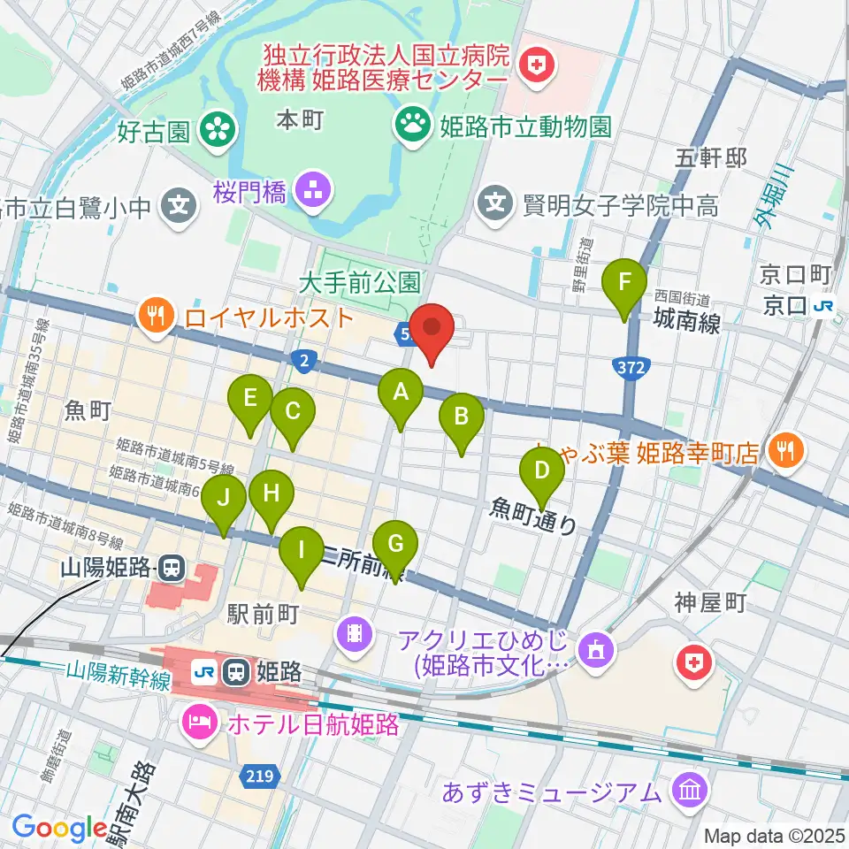 姫路市市民会館周辺のコンビニエンスストア一覧地図