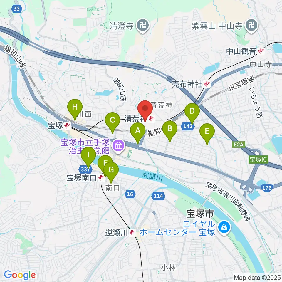 宝塚ベガ・ホール周辺のコンビニエンスストア一覧地図