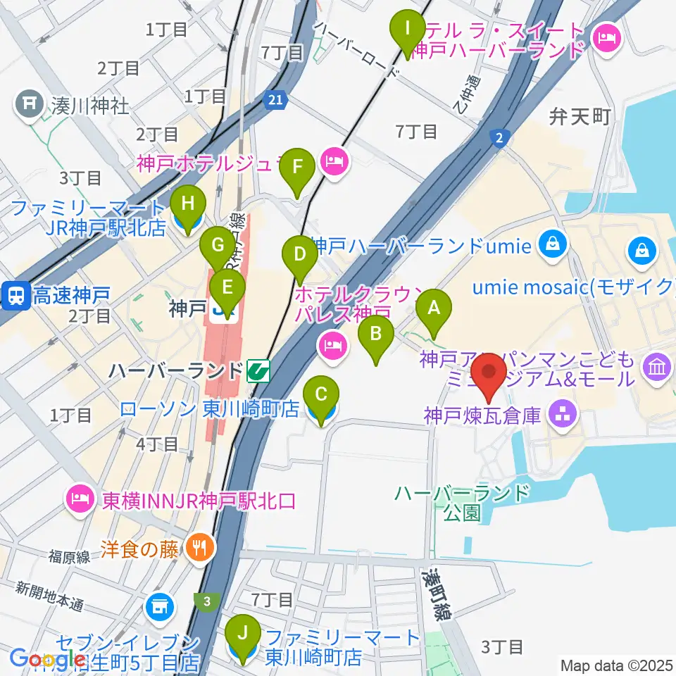 神戸モズライトカフェ周辺のコンビニエンスストア一覧地図