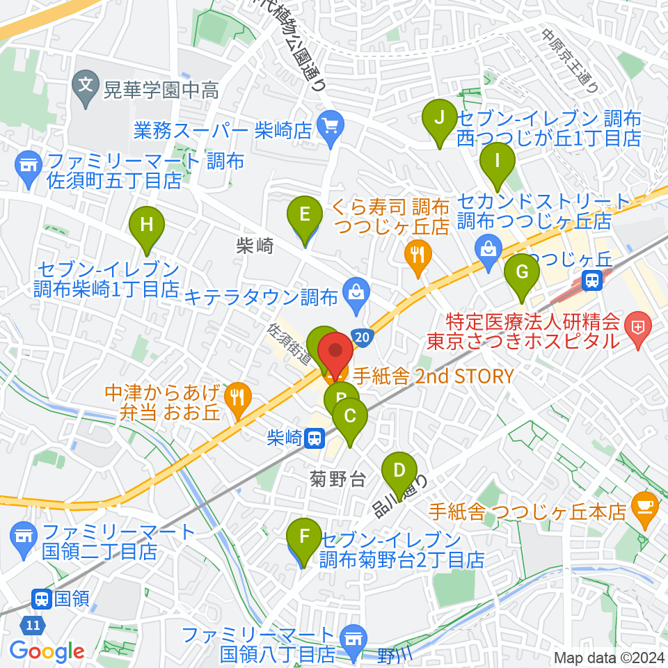 柴崎MISS YOU周辺のコンビニエンスストア一覧地図