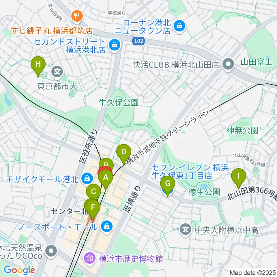 横浜YTJホール周辺のコンビニエンスストア一覧地図