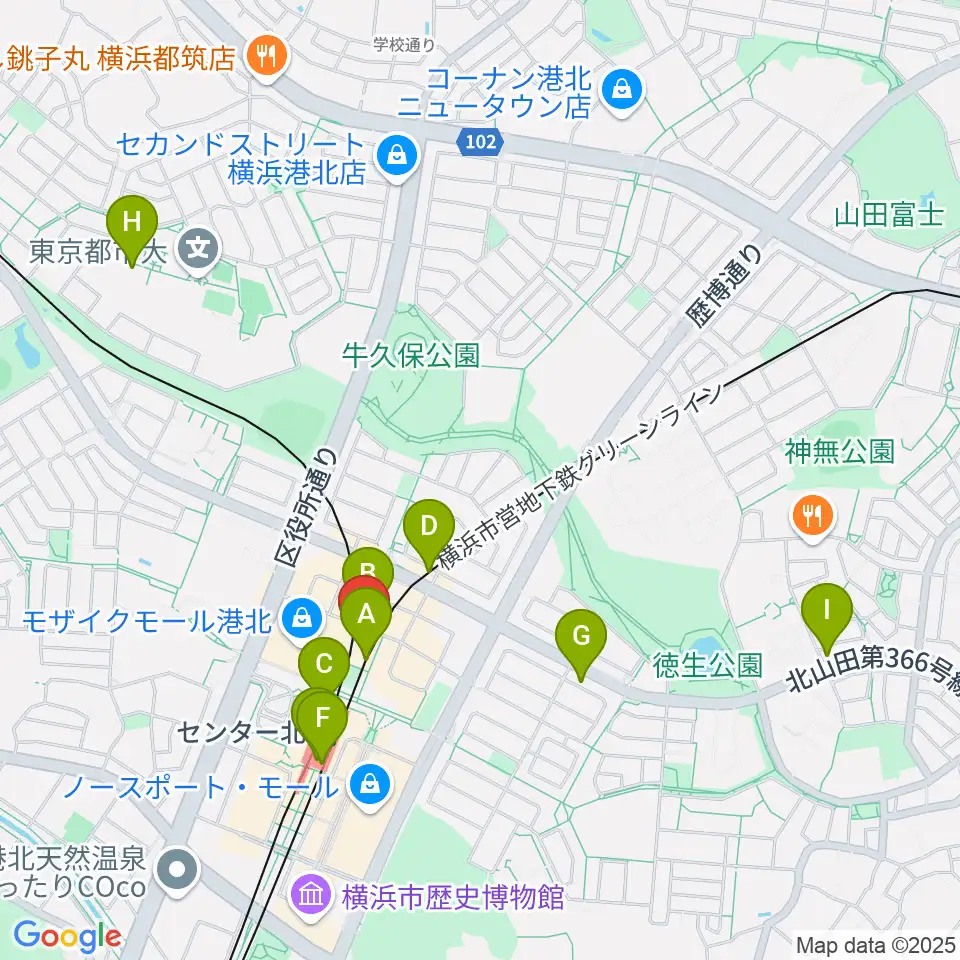 横浜YTJホール周辺のコンビニエンスストア一覧地図