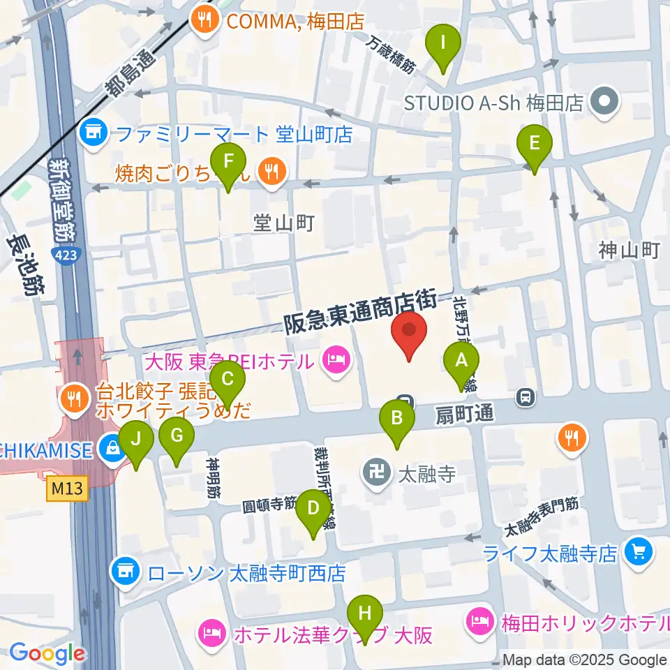 梅田Zeela周辺のコンビニエンスストア一覧地図