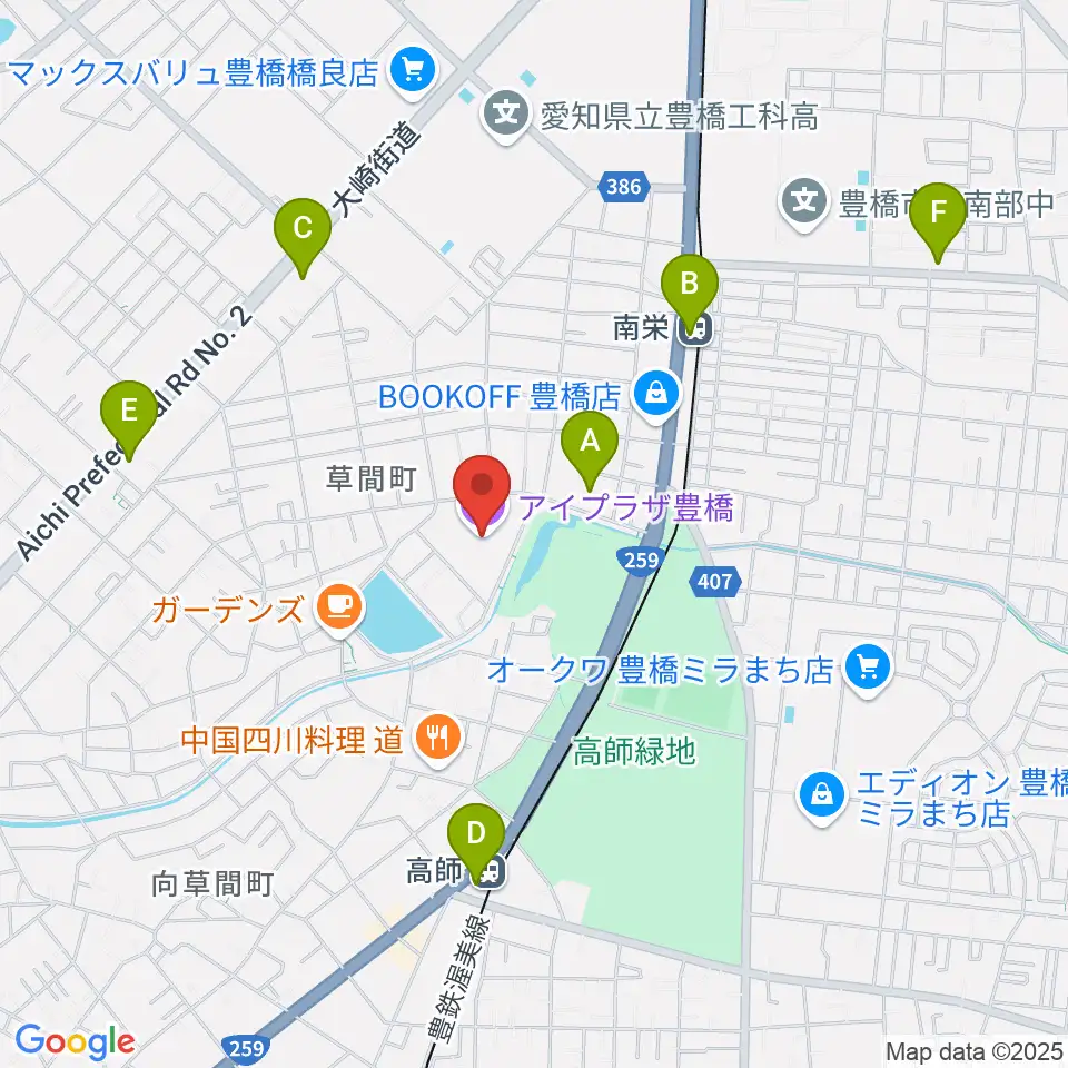 アイプラザ豊橋周辺のコンビニエンスストア一覧地図
