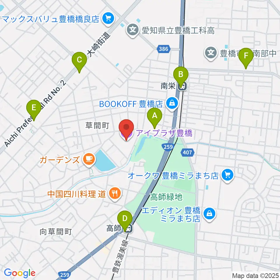 アイプラザ豊橋周辺のコンビニエンスストア一覧地図