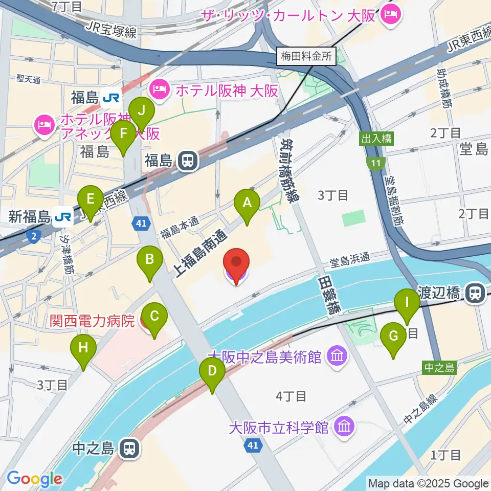堂島リバーフォーラム周辺のコンビニエンスストア一覧地図