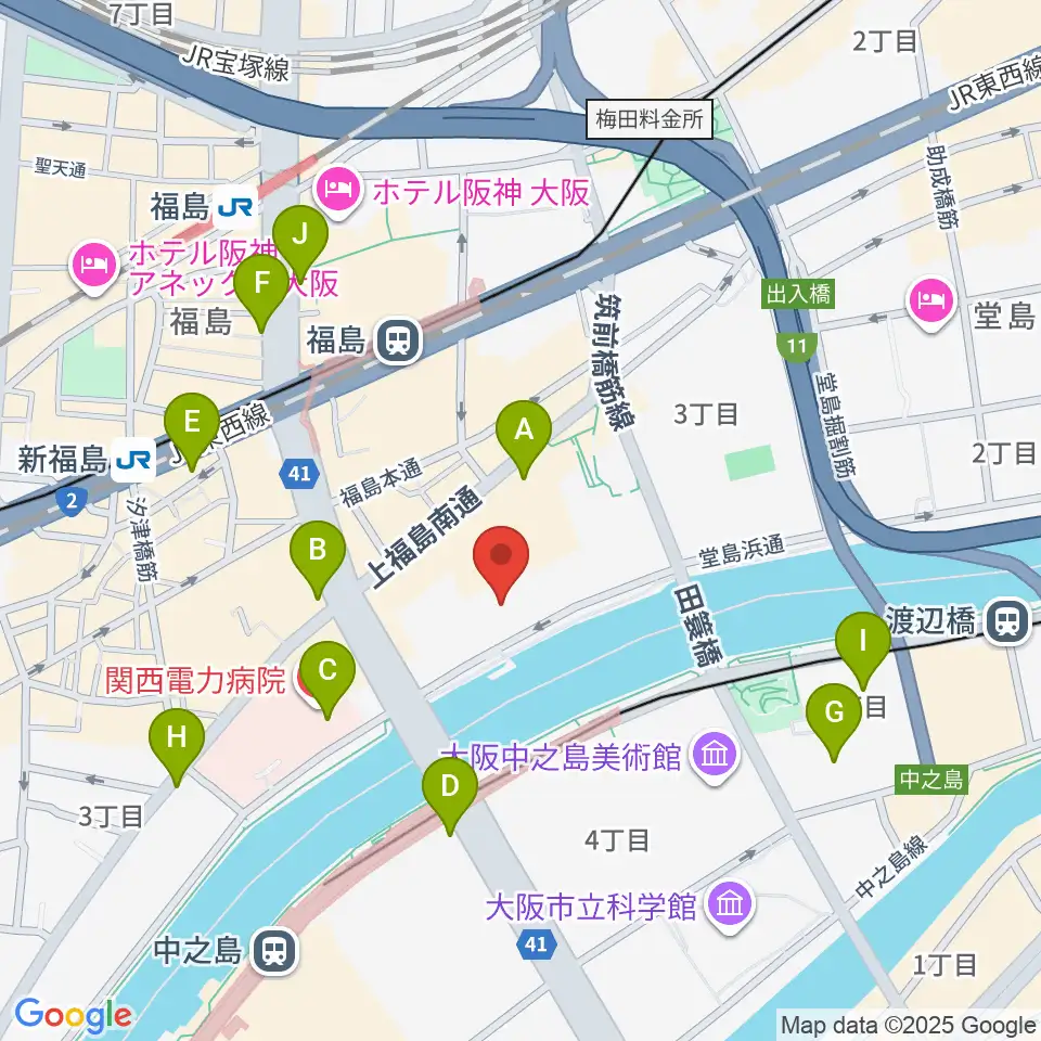 堂島リバーフォーラム周辺のコンビニエンスストア一覧地図