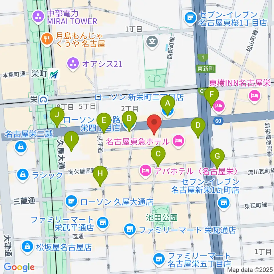 宗次ホール周辺のコンビニエンスストア一覧地図