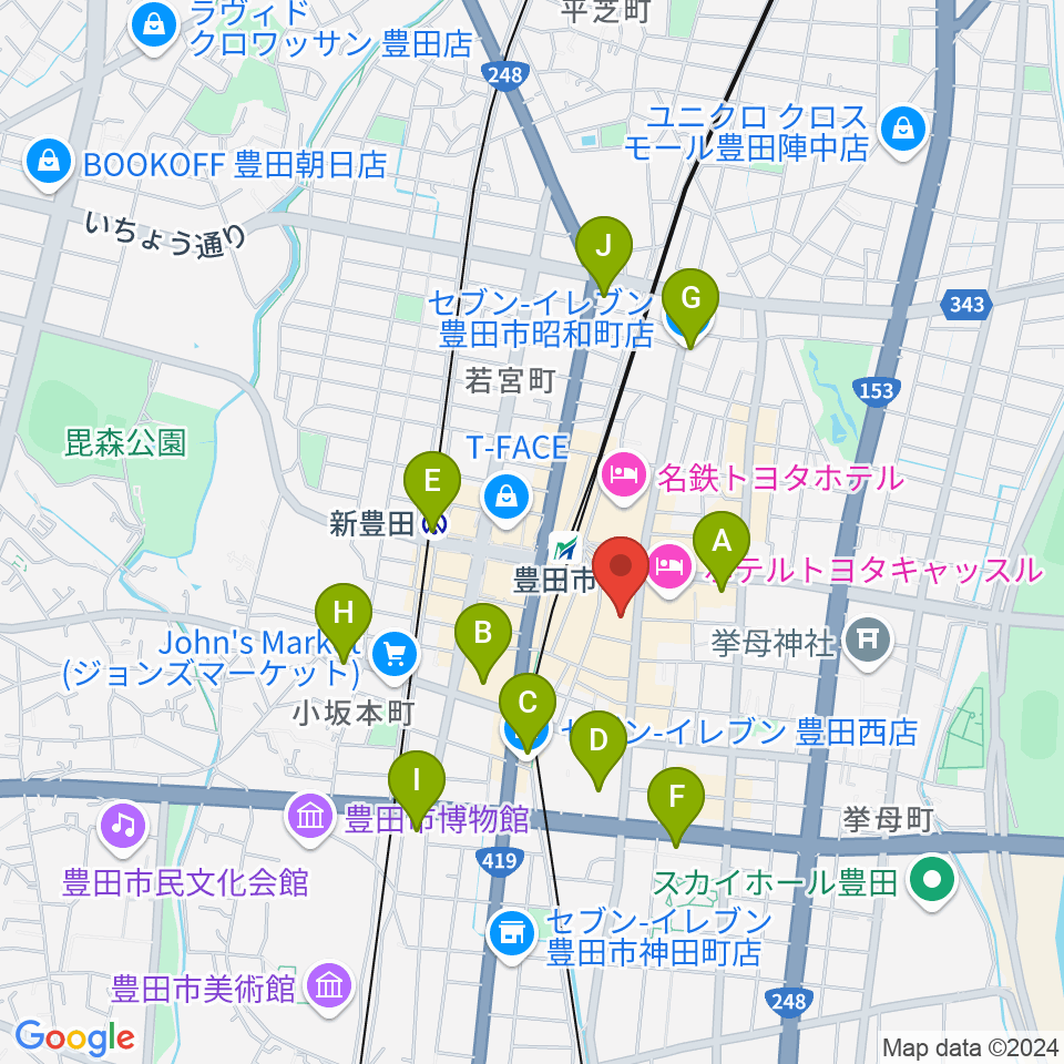 豊田市コンサートホール周辺のコンビニエンスストア一覧地図