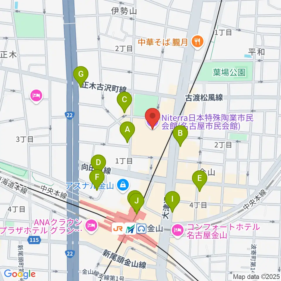 Niterra日本特殊陶業市民会館周辺のコンビニエンスストア一覧地図