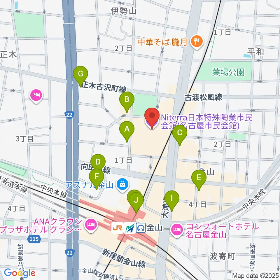 Niterra日本特殊陶業市民会館周辺のコンビニエンスストア一覧地図