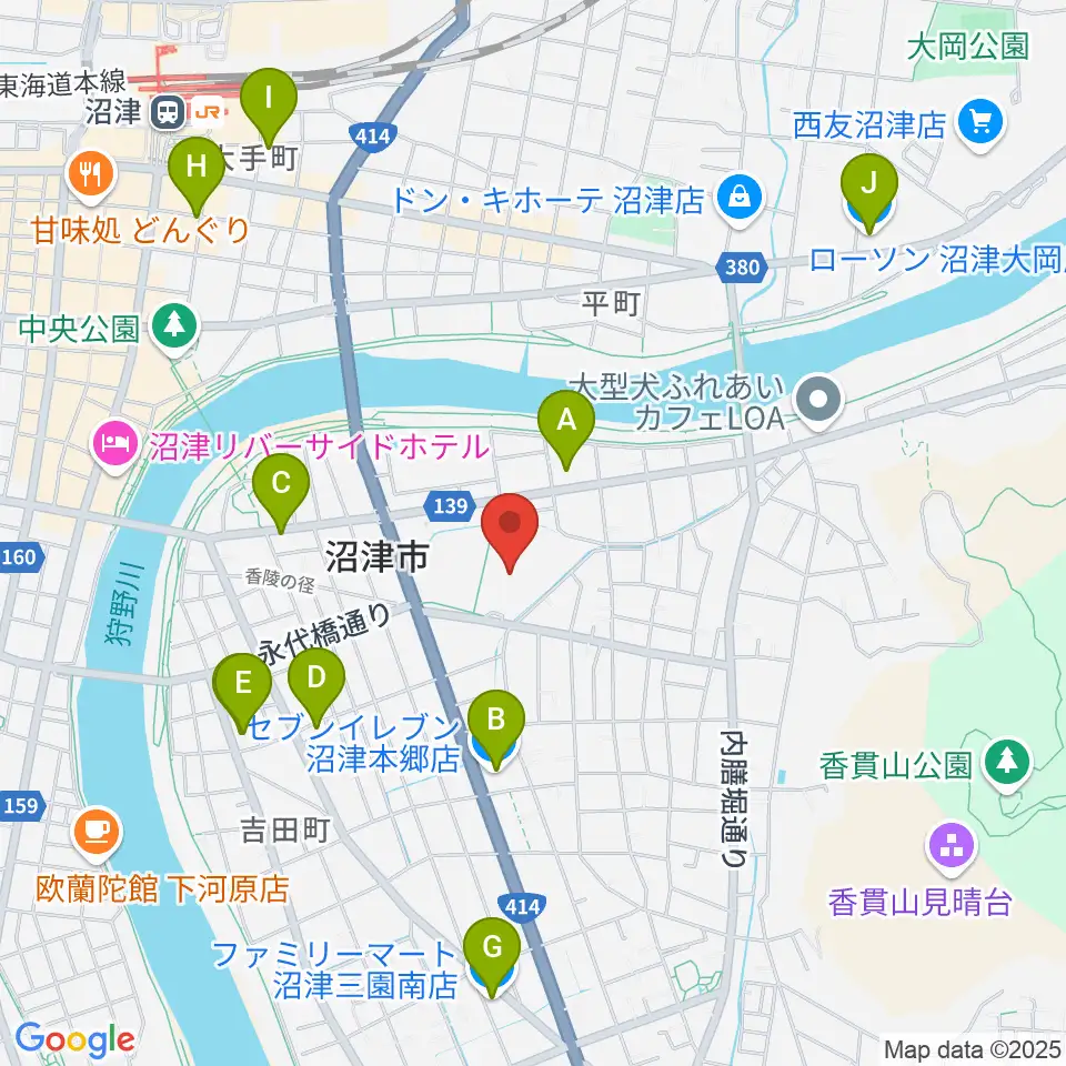 沼津市民文化センター周辺のコンビニエンスストア一覧地図