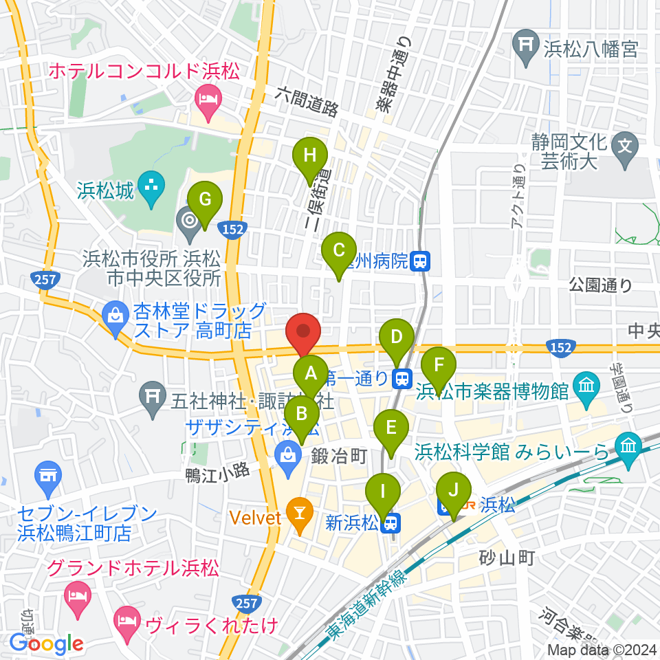 浜松FORCE周辺のコンビニエンスストア一覧地図