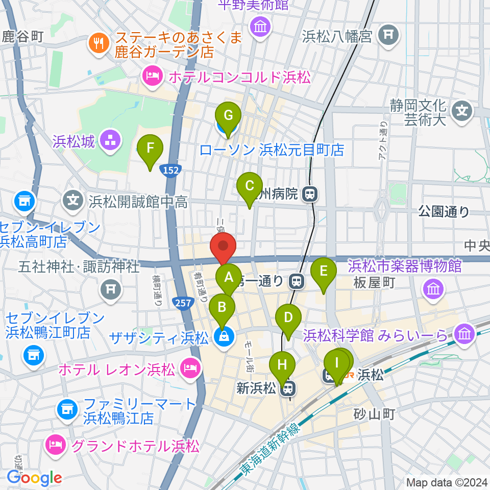 浜松FORCE周辺のコンビニエンスストア一覧地図