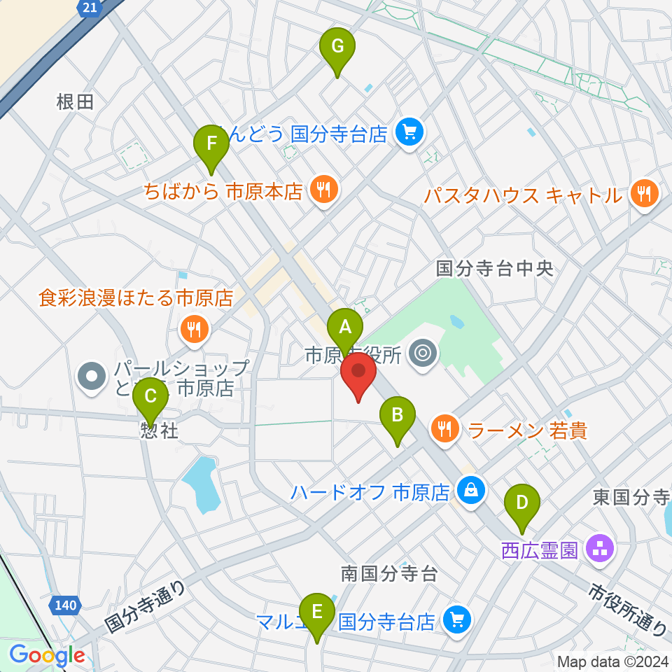 市原市市民会館周辺のコンビニエンスストア一覧地図