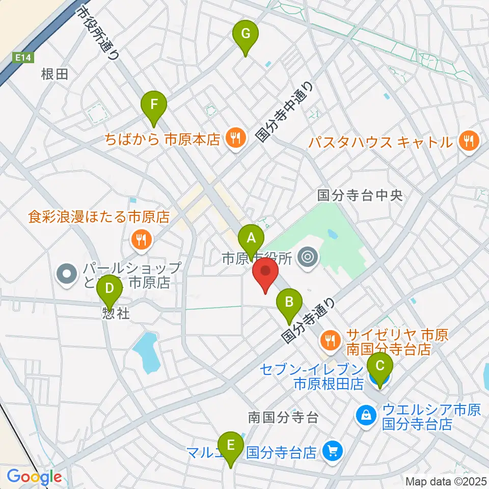 市原市市民会館周辺のコンビニエンスストア一覧地図