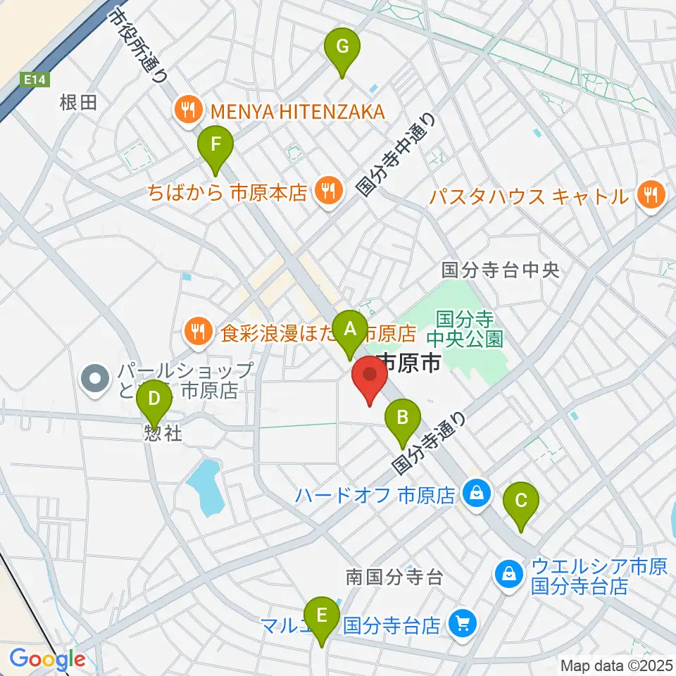 市原市市民会館周辺のコンビニエンスストア一覧地図