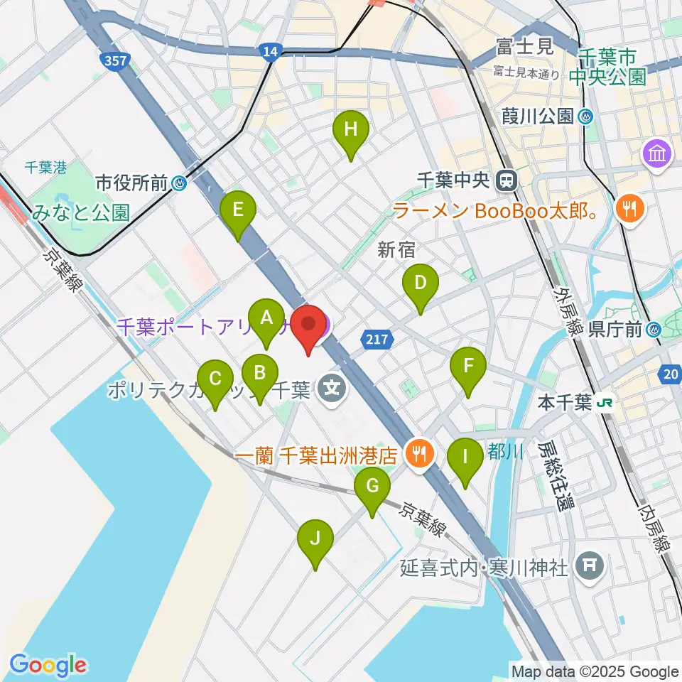 千葉ポートアリーナ周辺のコンビニエンスストア一覧地図