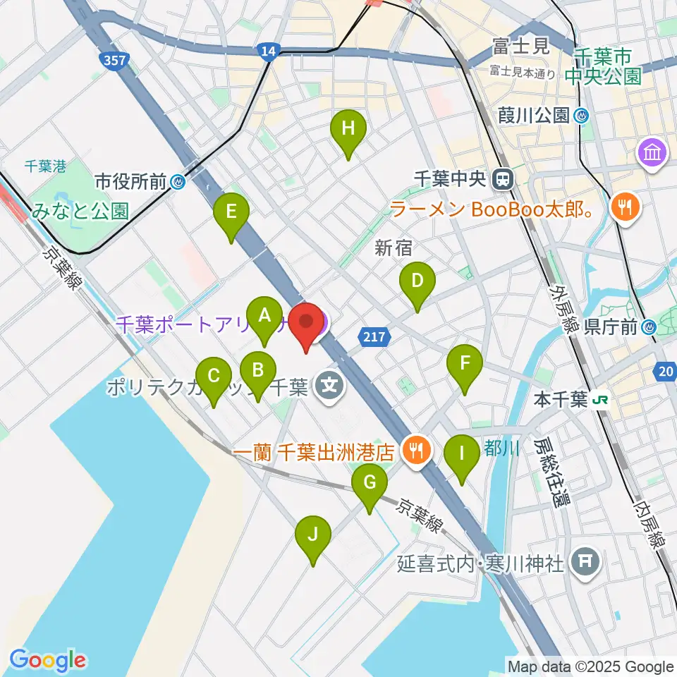 千葉ポートアリーナ周辺のコンビニエンスストア一覧地図